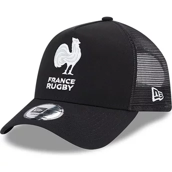 New Era A Frame Monochrome French Rugby Federation FFR Black Trucker Hat