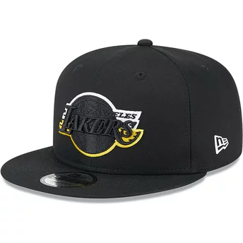 New Era Flat Brim 9FIFTY Split Logo Los Angeles Lakers NBA Black Snapback Cap