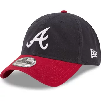 New Era Curved Brim 9TWENTY Core Classic Atlanta Braves MLB Navy Blue and Red Adjustable Cap