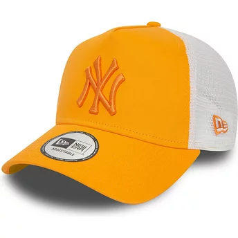 New Era Orange Logo A Frame League Essential New York Yankees MLB Orange and White Trucker Hat