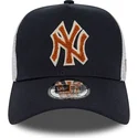 new-era-brown-logo-a-frame-boucle-new-york-yankees-mlb-navy-blue-and-white-trucker-hat