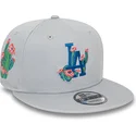 new-era-flat-brim-9fifty-flower-icon-los-angeles-dodgers-mlb-grey-snapback-cap