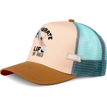 Coastal Celebrate Naked HFT Beige, Blue and Brown Trucker Hat