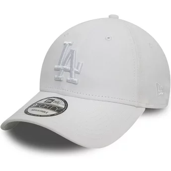 New Era Curved Brim White Logo 9FORTY League Essential Los Angeles Dodgers MLB White Adjustable Cap