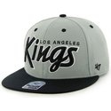 47-brand-flat-brim-script-logo-los-angeles-kings-nhl-grey-snapback-cap