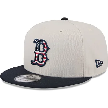 New Era Flat Brim 9FIFTY 4th of July Boston Red Sox MLB Beige and Navy Blue Snapback Cap