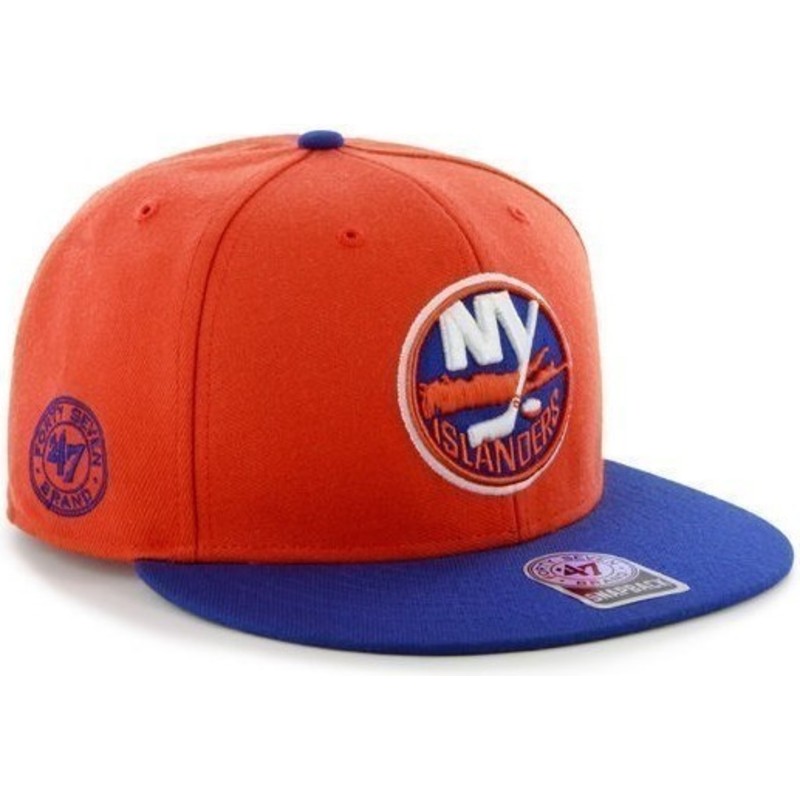 47-brand-flat-brim-new-york-islanders-nhl-orange-and-blue-snapback-cap