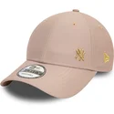 new-era-curved-brim-golden-logo-9forty-flawless-new-york-yankees-mlb-beige-adjustable-cap