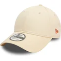 new-era-curved-brim-red-logo-9forty-essential-beige-adjustable-cap