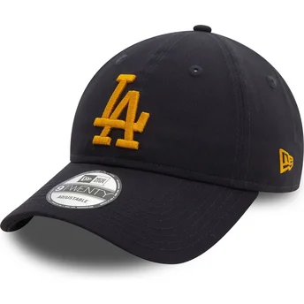 New Era Curved Brim Yellow Logo 9FORTY League Essential New York Yankees MLB Black Adjustable Cap Caphunters.ie