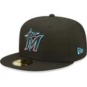 new-era-flat-brim-59fifty-ac-perf-miami-marlins-mlb-black-fitted-cap