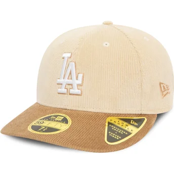 New Era Curved Brim 59FIFTY Low Profile Cord Los Angeles Dodgers MLB Beige and Brown Fitted Cap