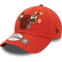 new-era-curved-brim-9forty-flower-icon-chicago-bulls-nba-orange-adjustable-cap