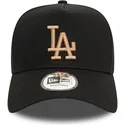 new-era-curved-brim-9forty-e-frame-league-essential-los-angeles-dodgers-mlb-black-snapback-cap-with-beige-logo