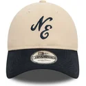 new-era-curved-brim-9twenty-peached-cotton-beige-and-navy-blue-adjustable-cap