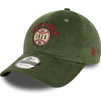 New Era Curved Brim 9TWENTY Cord States and Countries New York Green Adjustable Cap