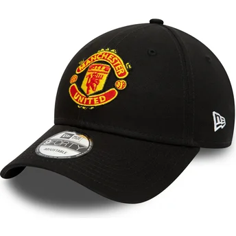 New Era Curved Brim 9FORTY Essential Manchester United Football Club Black Adjustable Cap