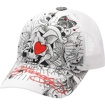 Ed Hardy Death Or Glory White Trucker Hat