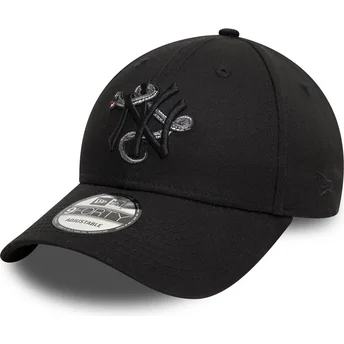 New Era Curved Brim Black Logo 9FORTY Icon Snake New York Yankees MLB Black Adjustable Cap