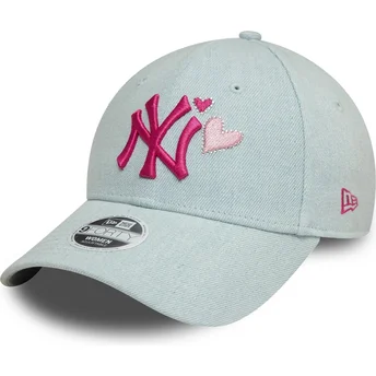 New Era Curved Brim Women Pink Logo 9FORTY Denim Icon...