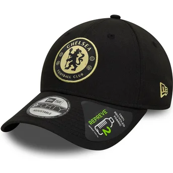 New Era Curved Brim 9FORTY Seasonal Pop REPREVE Chelsea Football Club Premier League Black Adjustable Cap