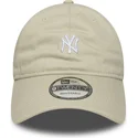 new-era-curved-brim-9twenty-mini-logo-new-york-yankees-mlb-beige-adjustable-cap