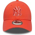 new-era-curved-brim-orange-logo-9forty-team-outline-new-york-yankees-mlb-orange-adjustable-cap