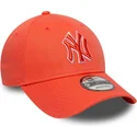 new-era-curved-brim-orange-logo-9forty-team-outline-new-york-yankees-mlb-orange-adjustable-cap