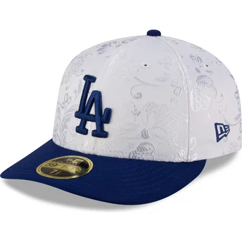 New Era Flat Brim 59FIFTY Day Low Profile Los Angeles Dodgers MLB White and Blue Fitted Cap