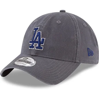 New Era Curved Brim Blue Logo 9TWENTY Core Classic Los Angeles Dodgers MLB Grey Adjustable Cap