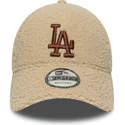 new-era-curved-brim-brown-logo-9forty-borg-los-angeles-dodgers-mlb-beige-adjustable-cap