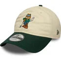 new-era-curved-brim-garfield-9twenty-beige-and-green-adjustable-cap
