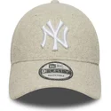 new-era-curved-brim-9forty-melton-wool-new-york-yankees-mlb-beige-snapback-cap