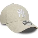 new-era-curved-brim-9forty-melton-wool-new-york-yankees-mlb-beige-snapback-cap