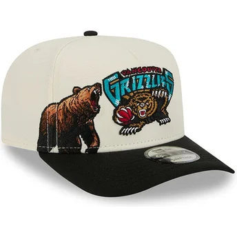New Era Curved Brim 9FIFTY A Frame Precurved Hardwood Classics Vancouver Grizzlies NBA Beige and Black Snapback Cap