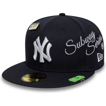 New Era Flat Brim 59FIFTY Subway Series New York Yankees MLB Navy Blue Fitted Cap