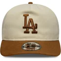new-era-curved-brim-9fifty-a-frame-suede-visor-los-angeles-dodgers-mlb-beige-and-brown-adjustable-cap