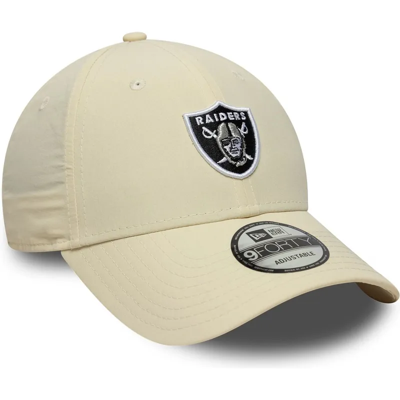 new-era-curved-brim-9forty-recycled-midi-las-vegas-raiders-nfl-beige-adjustable-cap