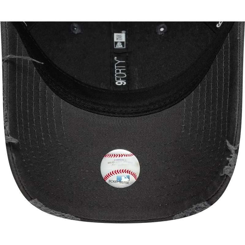 new-era-curved-brim-grey-logo-9forty-wash-distress-los-angeles-dodgers-mlb-grey-adjustable-cap