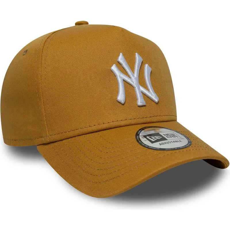 new-era-curved-brim-9forty-e-frame-league-essential-new-york-yankees-mlb-brown-snapback-cap