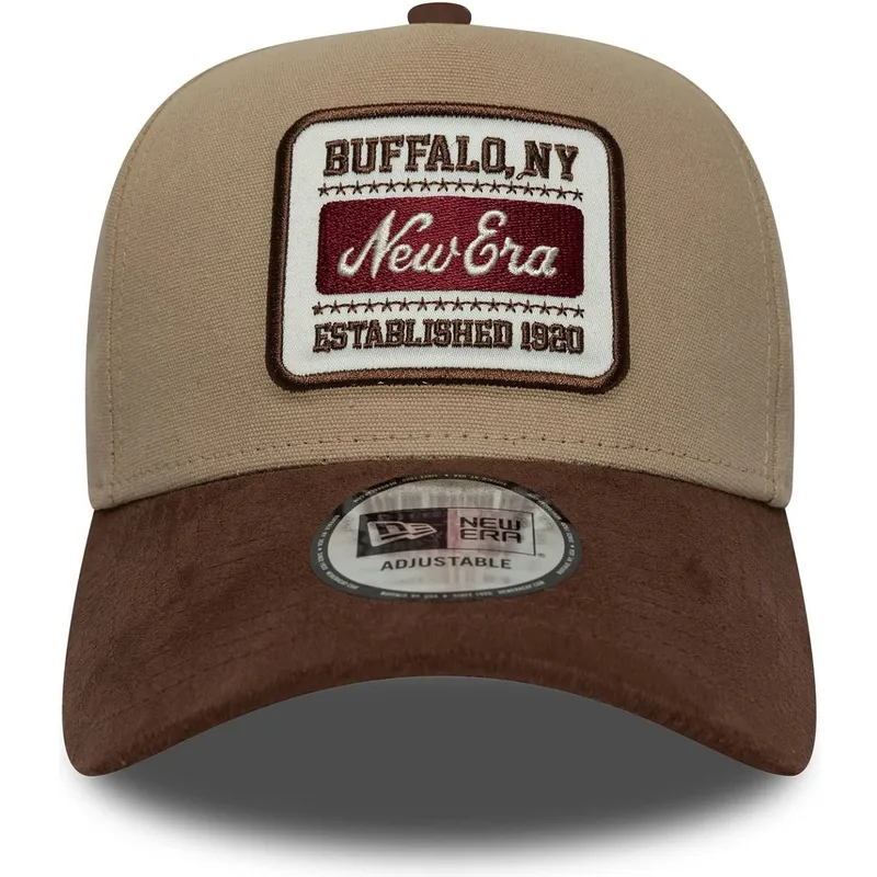 new-era-curved-brim-9forty-e-frame-patch-suede-brown-adjustable-cap