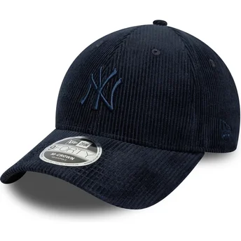 New Era Curved Brim Navy Blue Logo 9FORTY M-Crown Cord New York Yankees MLB Navy Blue Adjustable Cap