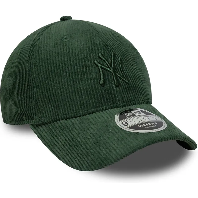 new-era-curved-brim-green-logo-9forty-m-crown-cord-new-york-yankees-mlb-green-adjustable-cap