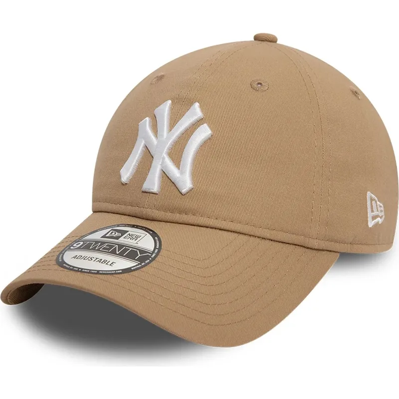 new-era-curved-brim-9twenty-league-essential-new-york-yankees-mlb-light-brown-adjustable-cap