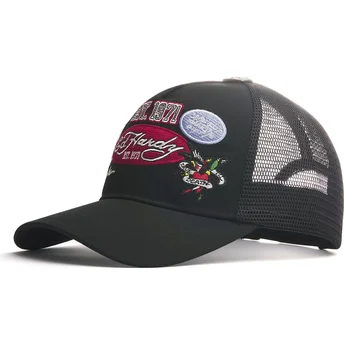 Ed Hardy Est 1971 Varsity Black Trucker Hat