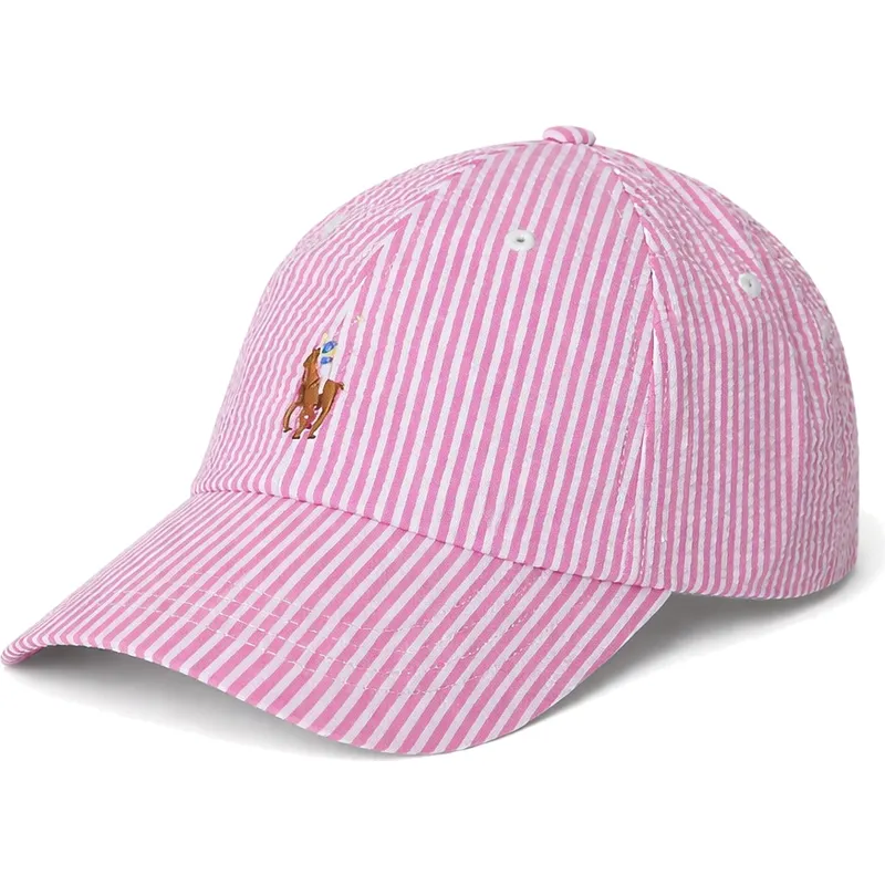 polo-ralph-lauren-curved-brim-stretch-seersucker-pink-adjustable-cap
