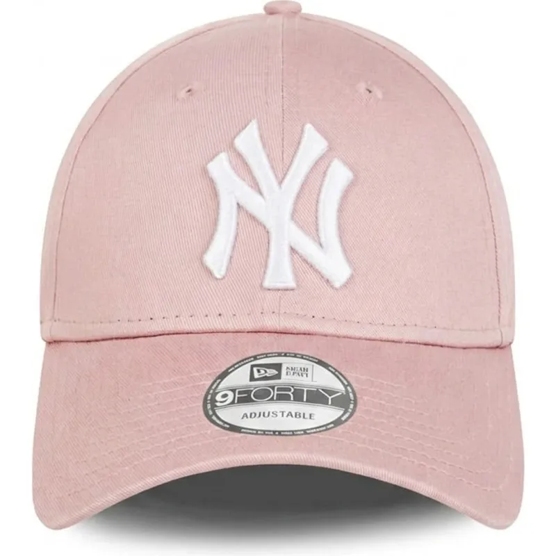 new-era-curved-brim-white-logo-9forty-league-essential-new-york-yankees-mlb-light-pink-adjustable-cap