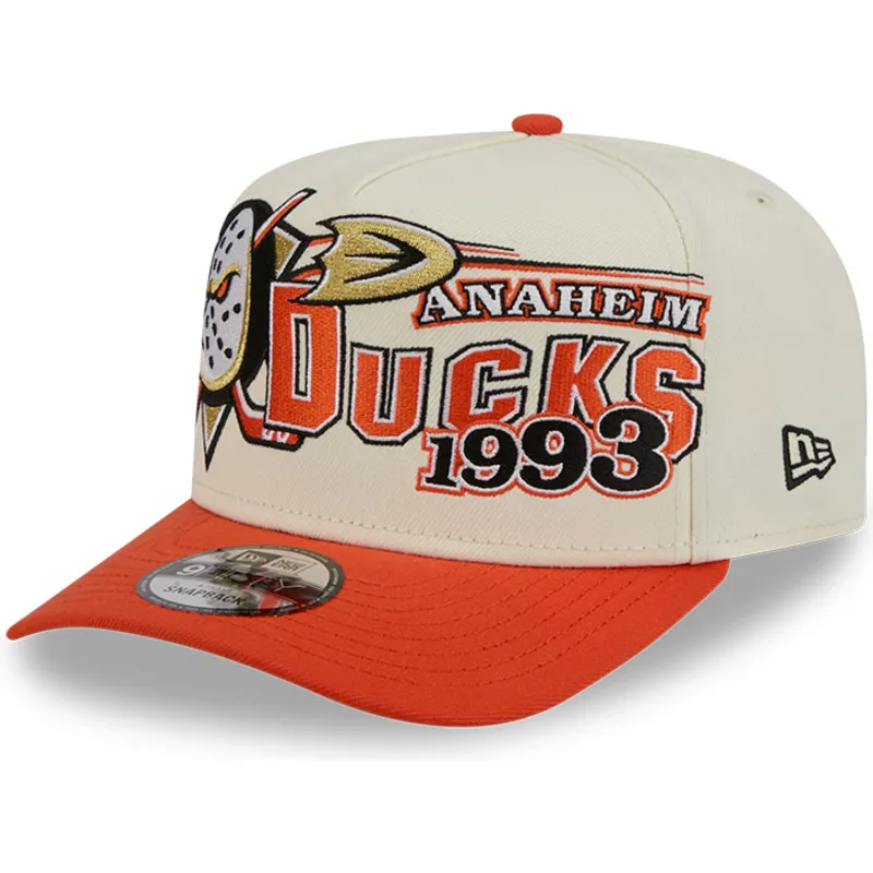 new-era-curved-brim-9fifty-a-frame-classic-anaheim-ducks-nhl-beige-and-orange-snapback-cap