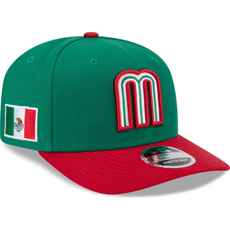 new-era-curved-brim-9seventy-stretch-snap-mexico-2026-world-baseball-classic-green-and-red-snapback-cap