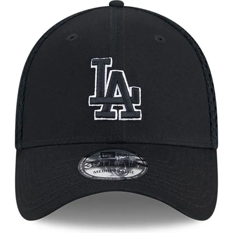 new-era-black-logo-39thirty-evergreen-neo-los-angeles-dodgers-mlb-black-fitted-trucker-hat